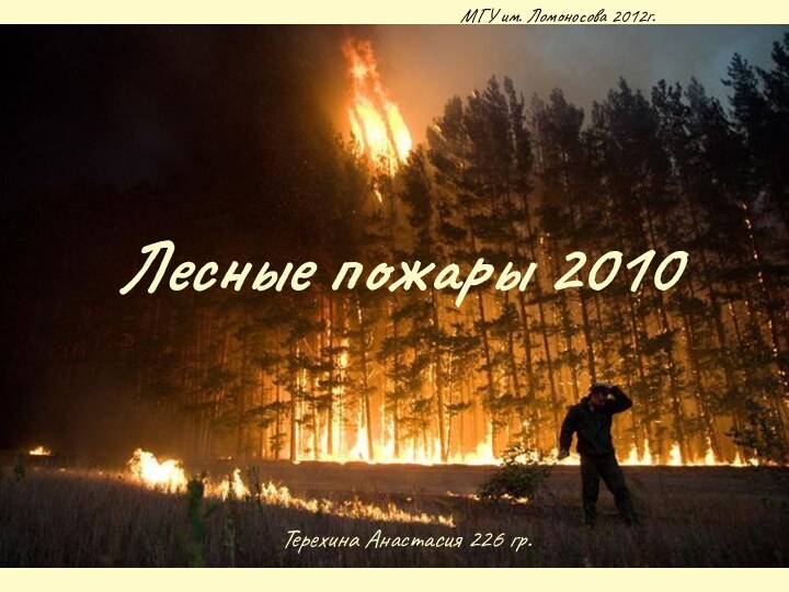 Терехина Анастасия 226 гр.Лесные пожары 2010МГУ им. Ломоносова 2012г.