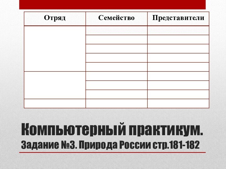 Компьютерный практикум. Задание №3. Природа России стр.181-182