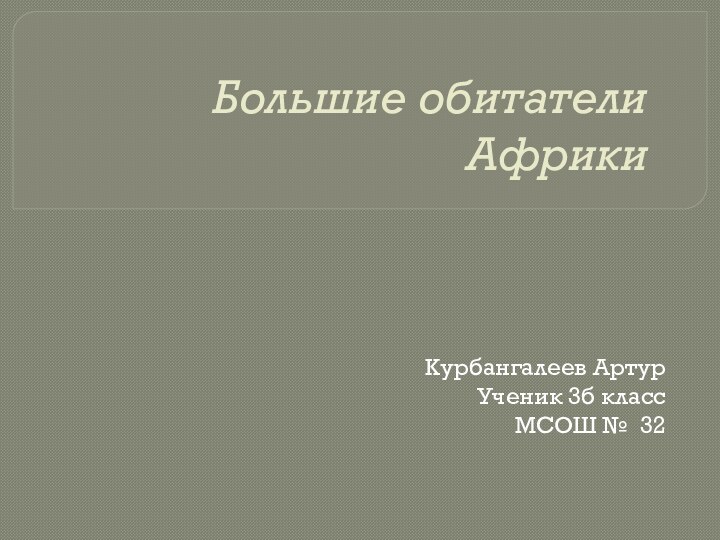 Большие обитатели АфрикиКурбангалеев АртурУченик 3б классМСОШ № 32