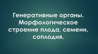 Генеративные органы. Строение плода, семени, соплодия