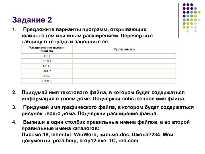 Задание 2 Предложите варианты программ, открывающих файлы с тем или иным расширением.