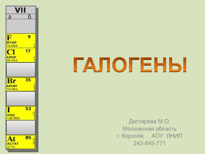 Дегтярева М.О.Московская область  г. Королёв   АОУ ЛНИП242-645-771