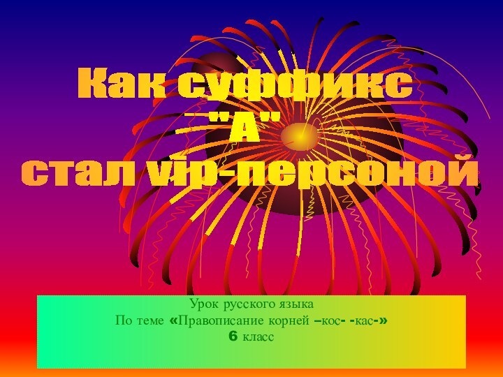 Урок русского языкаПо теме «Правописание корней –кос- -кас-»6 класс Как суффикс 