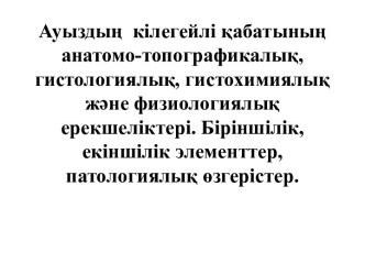 Анатомико-топографические, гистологические, гистохимические и физиологические особенности орального слоя рта