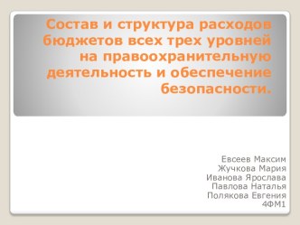 Состав и структура расходов бюджетов всех трех уровней на правоохранительную деятельность и обеспечение безопасности