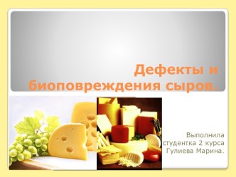 Дефекты и биоповреждения сыров.