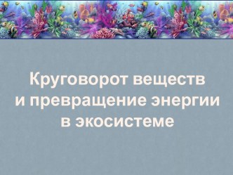 Круговорот веществ и превращение энергии в экосистеме