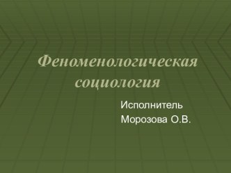 Феноменологическая социология