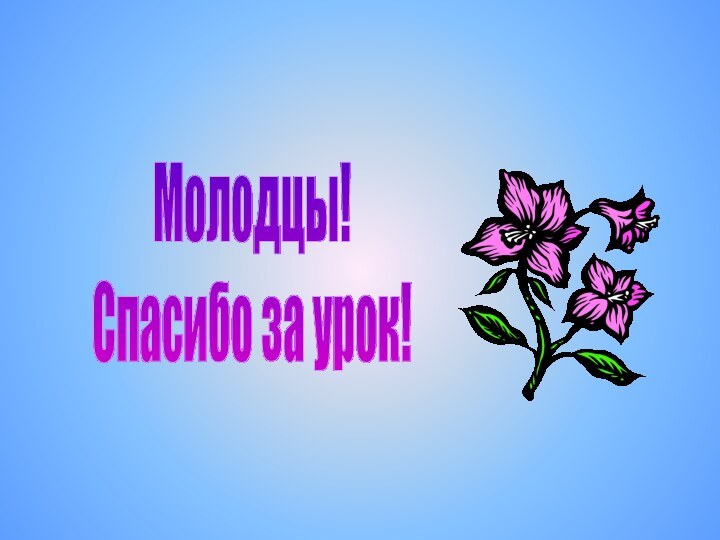 Молодцы!Спасибо за урок!