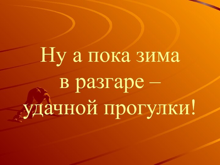 Ну а пока зима  в разгаре –  удачной прогулки!