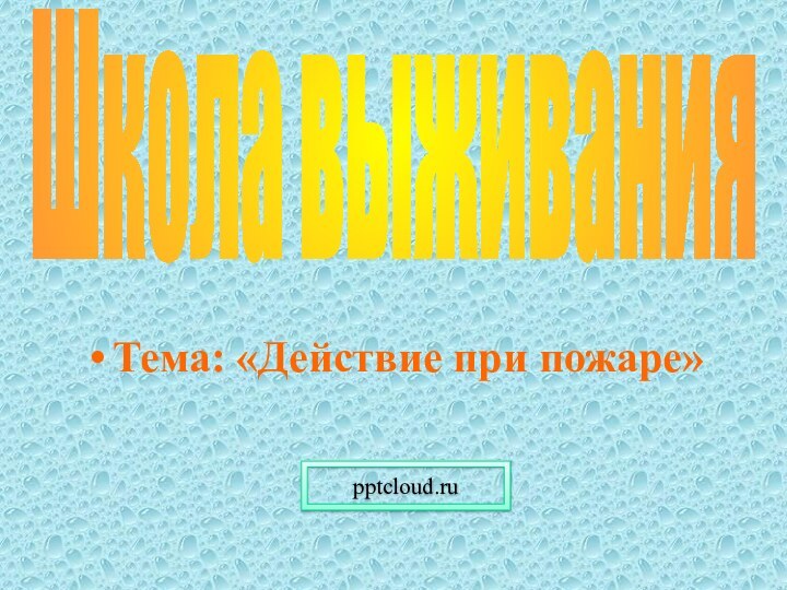 Тема: «Действие при пожаре»Школа выживания