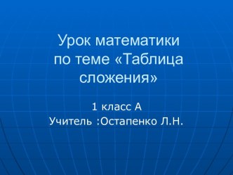 Таблица сложения 1 класс