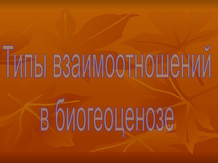 Типы взаимоотношенийв биогеоценозе