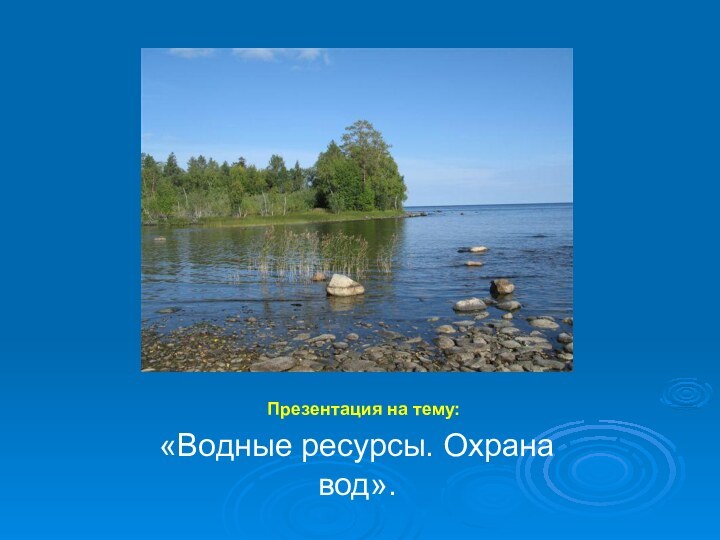 Презентация на тему:«Водные ресурсы. Охрана вод».