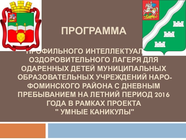 Программа   профильного интеллектуально-оздоровительного лагеря для одаренных детей муниципальных образовательных учреждений