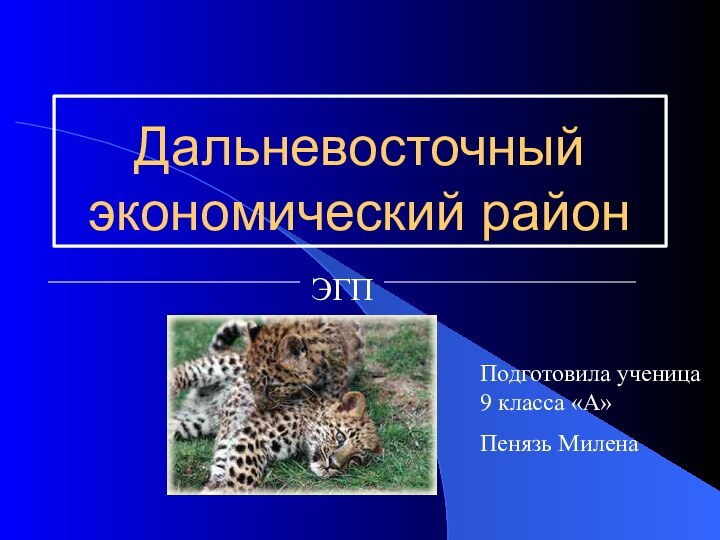 Дальневосточный экономический районЭГППодготовила ученица 9 класса «А» Пенязь Милена