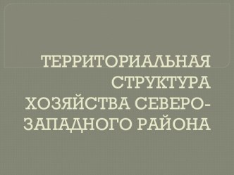 Территориальная структура хозяйства Северо-западного района