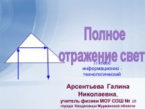 Полное отражение света 11 класс