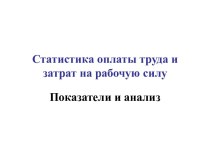 Статистика оплаты труда и затрат на рабочую силу