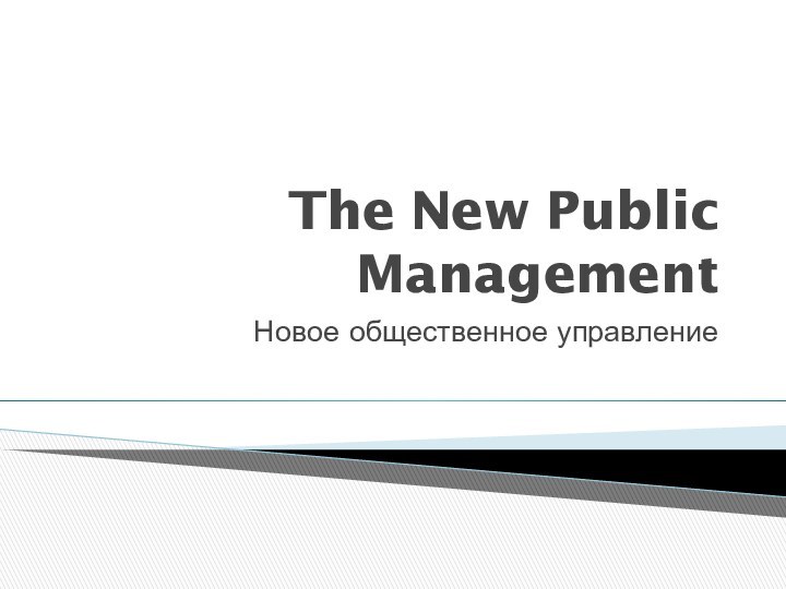 The New Public ManagementНовое общественное управление