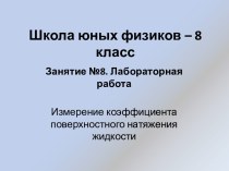 Школа юных физиков – 8 класс