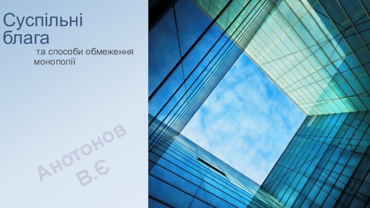 Cуспільні блага та способи обмеження монополіїАнотонов В.Є