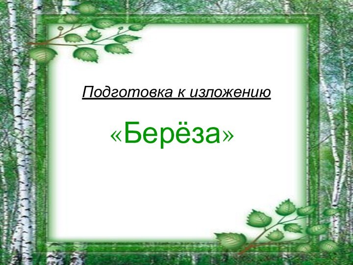 Подготовка к изложению«Берёза»