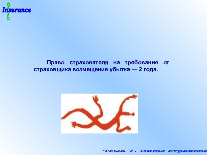 Право страхователя на требование от страховщика возмещение убытка — 2 года.