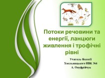 Потоки речовини та енергії, ланцюги живлення і трофічні рівні