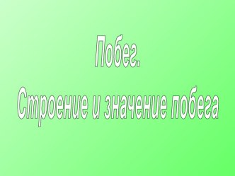 Побег. Строение и значение побега