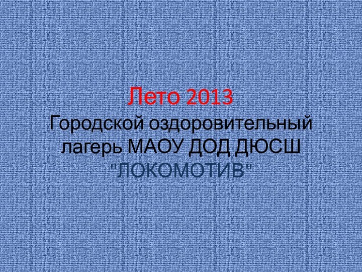 Лето 2013 Городской оздоровительный лагерь МАОУ ДОД ДЮСШ 