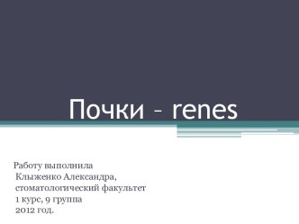 Почки – renes