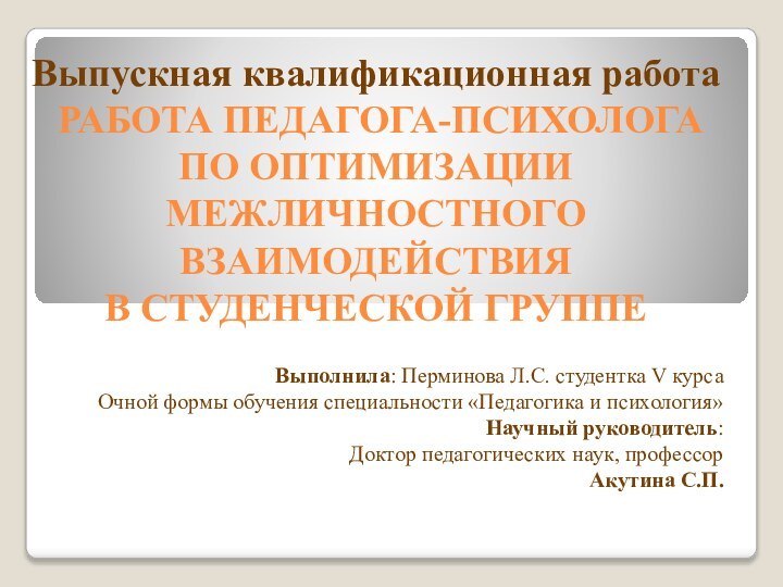 Выпускная квалификационная работа  РАБОТА