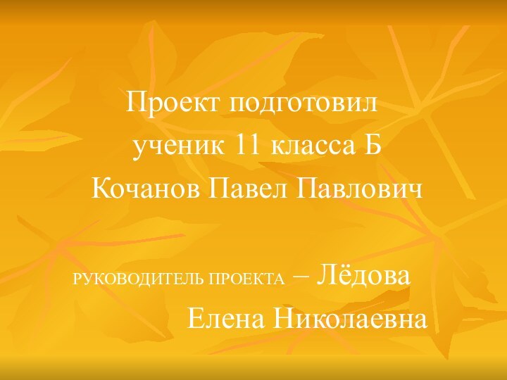 Проект подготовил   ученик 11 класса Б  Кочанов