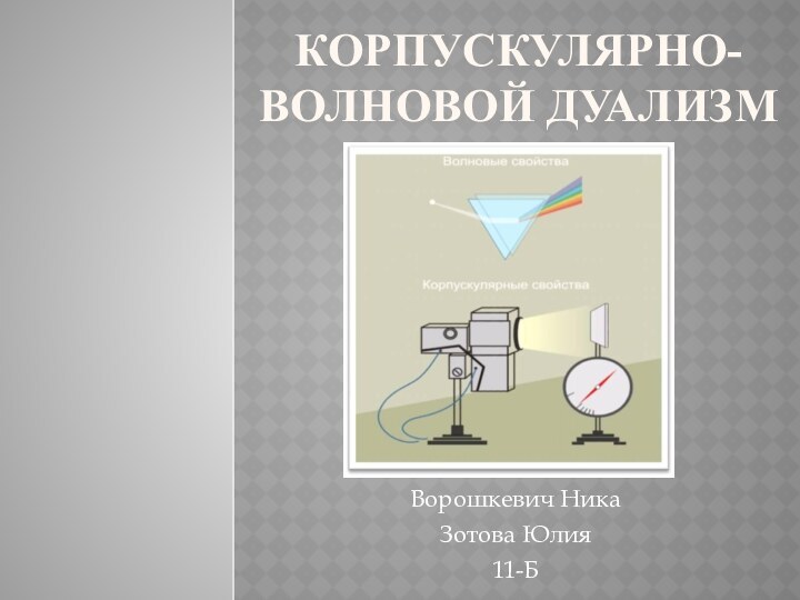 Корпускулярно-волновой дуализмВорошкевич НикаЗотова Юлия11-Б