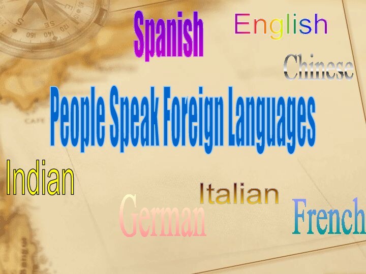 People Speak Foreign LanguagesArabicEnglishFrenchGermanItalianSpanishChineseIndian