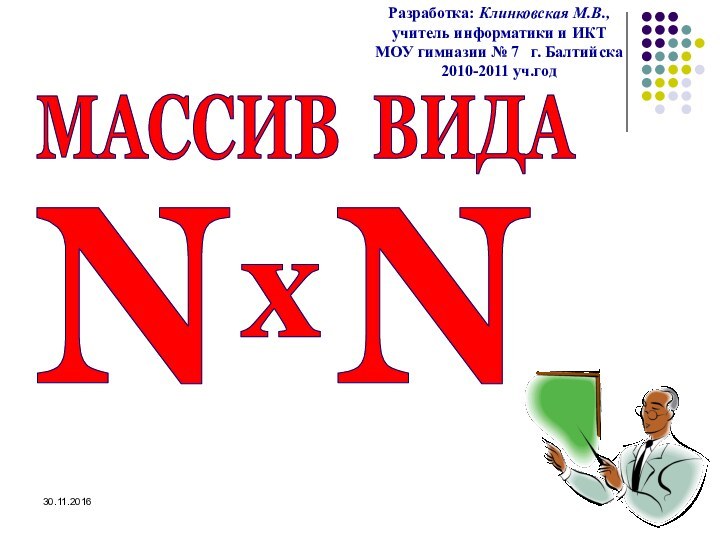 МАССИВ ВИДАРазработка: Клинковская М.В.,        учитель