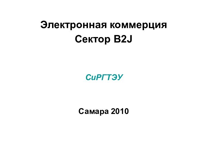 Электронная коммерцияСектор B2JСиРГТЭУСамара 2010
