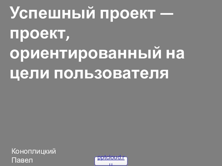 Успешный проект — проект, ориентированный на цели пользователяКоноплицкий Павел