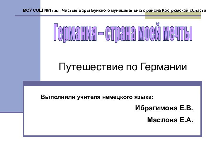 МОУ СОШ №1 г.п.п Чистые Боры Буйского муниципального района Костромской областиВыполнили