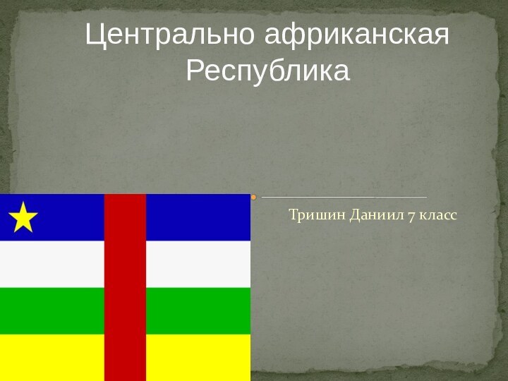 Тришин Даниил 7 класс          Центрально африканская Республика