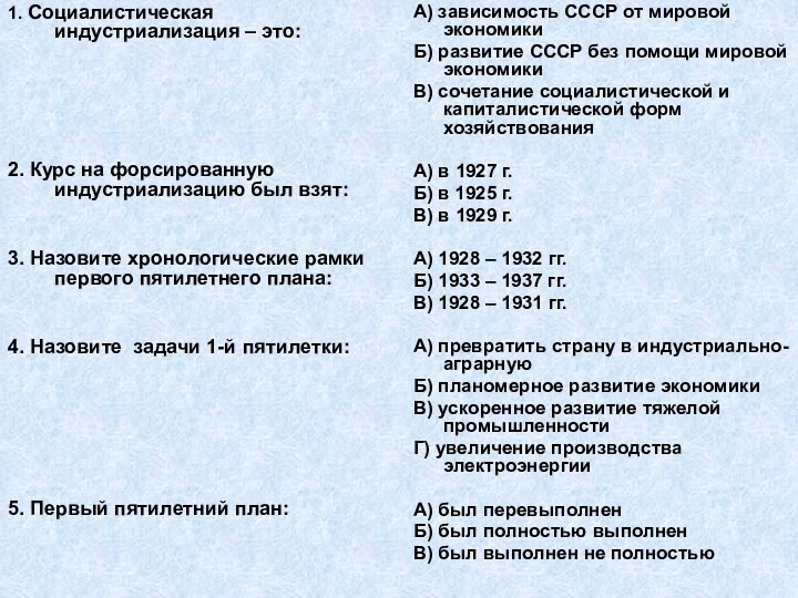 1. Социалистическая индустриализация – это:2. Курс на форсированную индустриализацию был взят:3.