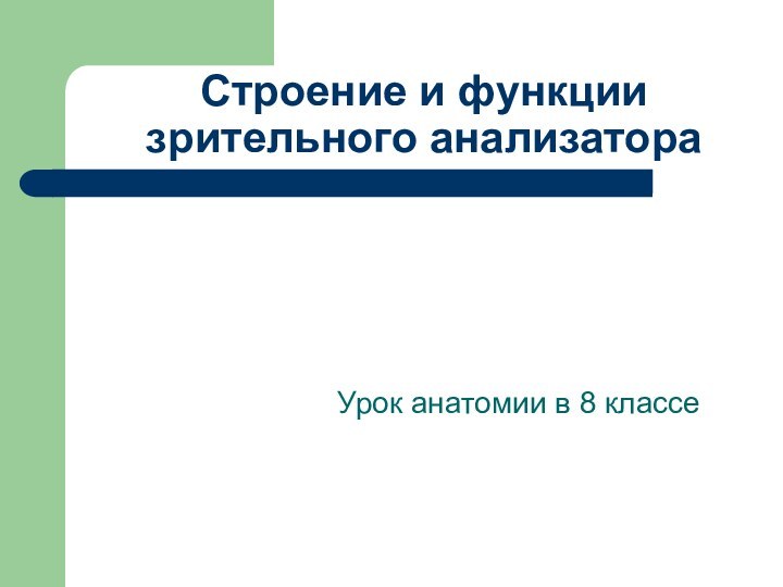 Строение и функции зрительного анализатораУрок анатомии в 8 классе