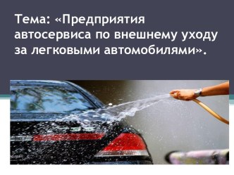 Предприятия автосервиса по внешнему уходу за легковыми автомобилями