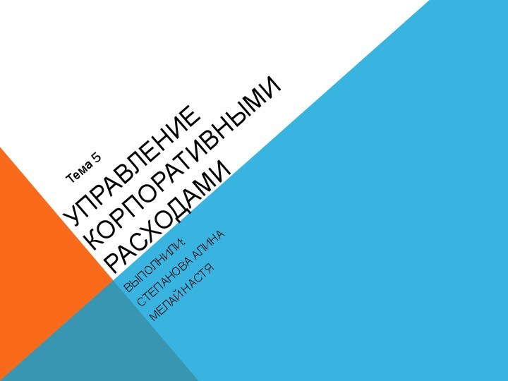 Управление корпоративными расходамиВыполнили:Степанова АлинаМелай НастяТема 5