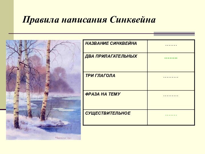 Правила написания Синквейна