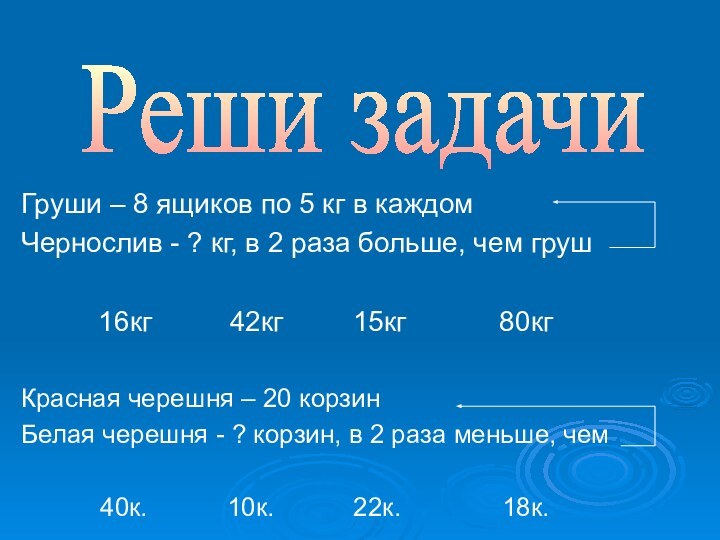 Груши – 8 ящиков по 5 кг в каждомЧернослив - ?