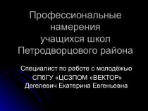 Профессиональные намерения учащихся школ Петродворцового района