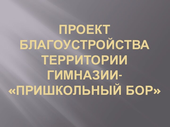 Проект благоустройства территории Гимназии-«Пришкольный бор»