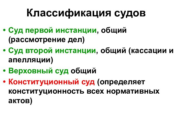 Классификация судовСуд первой инстанции, общий (рассмотрение дел)Суд второй инстанции, общий (кассации и